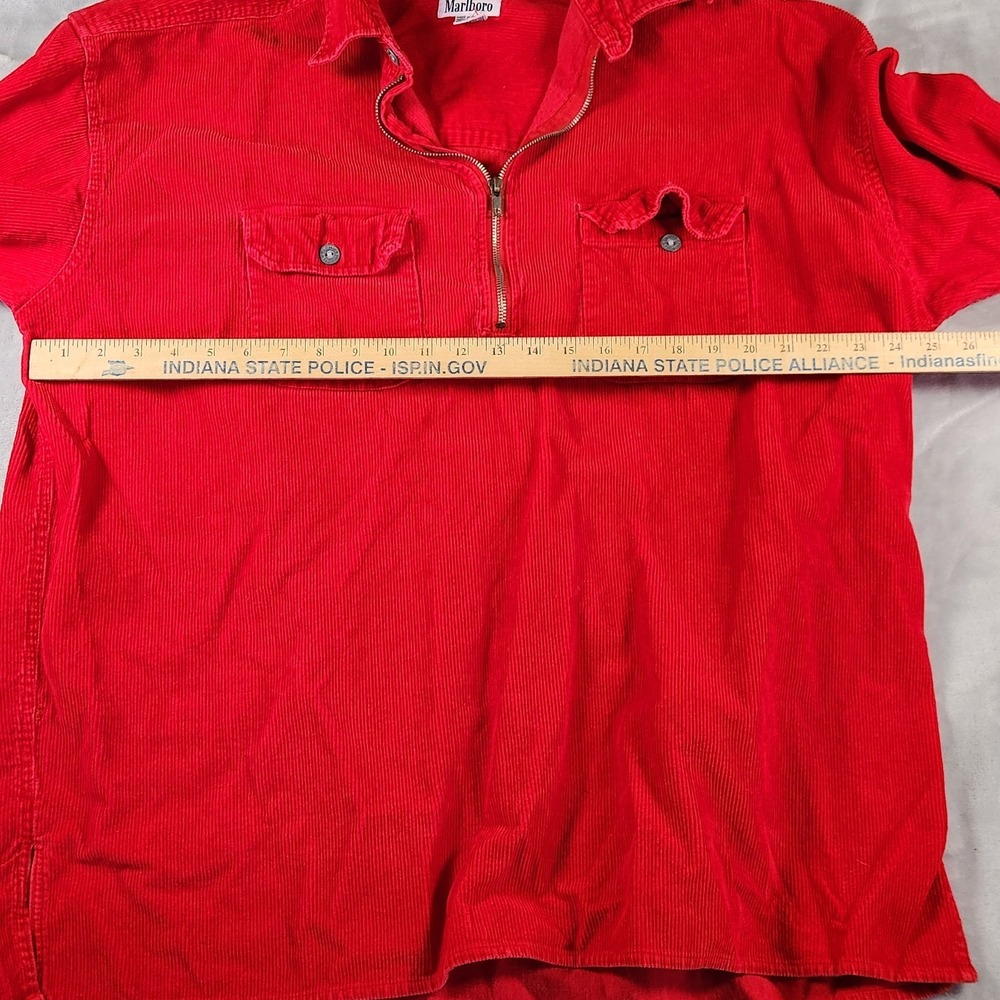 Vintage Marlboro Unlimited Shirt Mens XL Red Corduroy Half Zip Pullover 90s - Picture 5 of 7